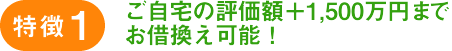 ご自宅の評価額＋1,500万円までお借換え可能！