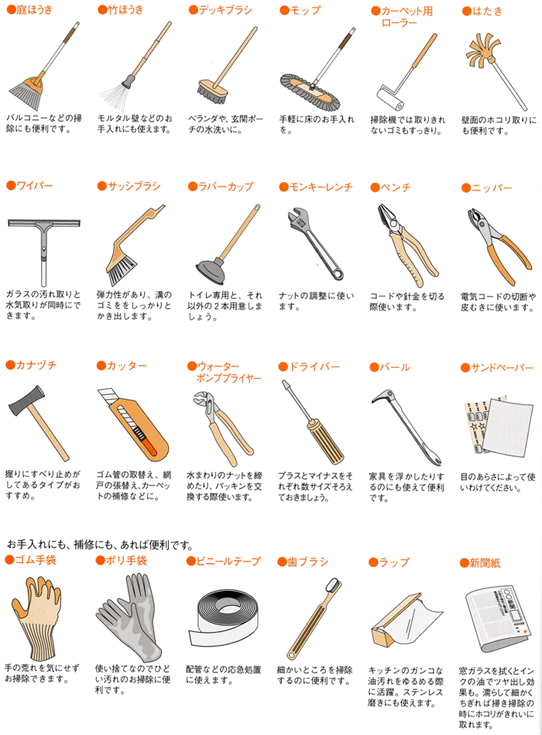 メンテナンスに役立つ道具・工具類