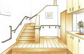つたい歩きも容易な連続手すり