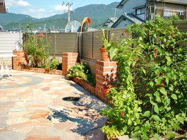 福岡県糟屋郡宇美町の外構リフォーム工事。外構、お庭ガーデン、立水栓をリフォーム。